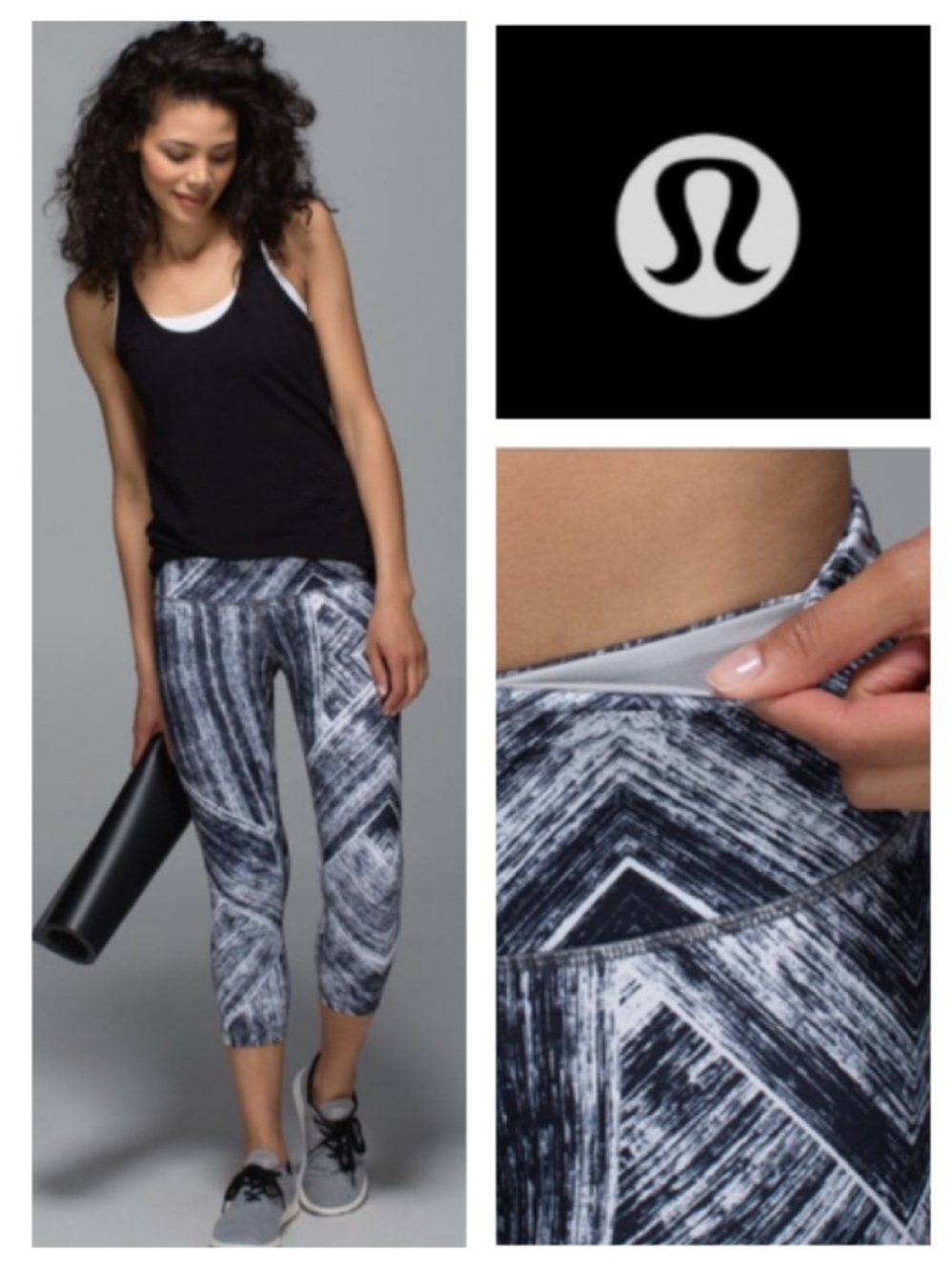 lululemon athletica Wunder Under crop ll in *heat wave white black*